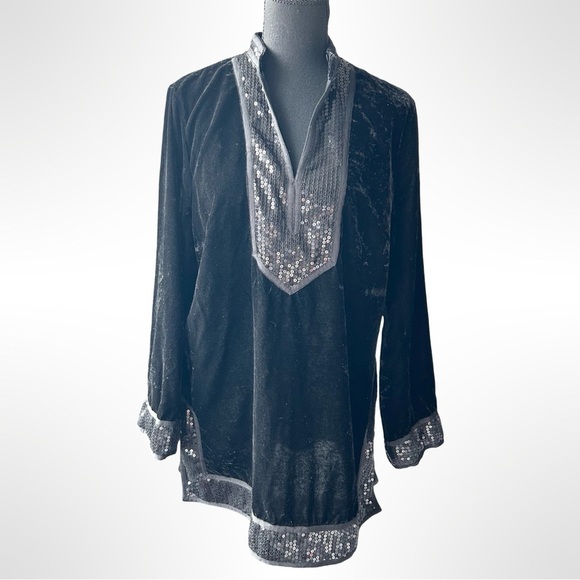 Nygard Collection Black Velvet Squince Tunic - Picture 1 of 13